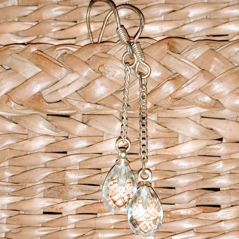 Natural Crystal Quartz Sterling Silver Earrings